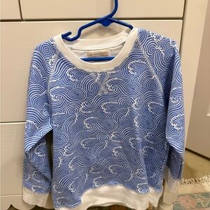 The Beaufort Bonnet Company Blue and White Wave Crewneck